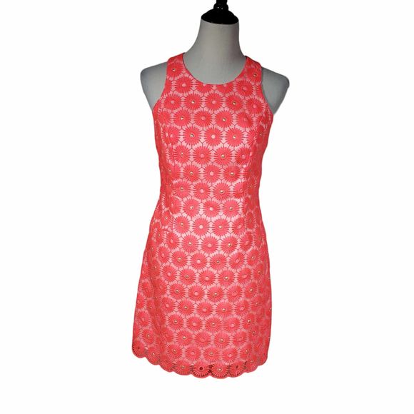 Lilly Pulitzer size 4 Fiesta Pink Pearl Pinwheel Organza Dress - Picture 1 of 7